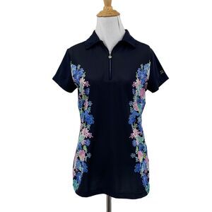 Daily Sports Inez Golf Polo Shirt Women S Navy Floral Quarter Zip Born in Sweden